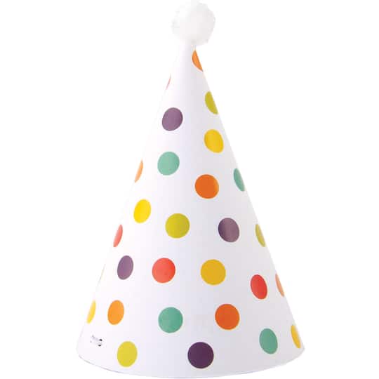 JAM Paper 3" Colorful Polka Dots Party Hats, 6ct.